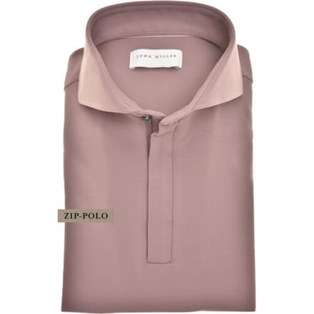 John Miller Polo Slim Hyperstretch Long Sleeve Zip Collar Donker Roze / male