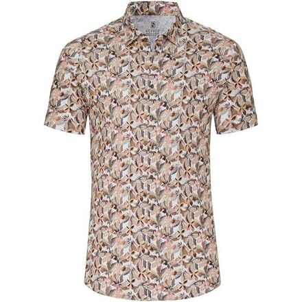 Desoto Overhemd Bold Flowers Pattern Olive-Orange / male