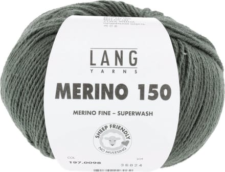 Lang Yarns Merino 150 - 98 olijfgroen - Merinowol Garen