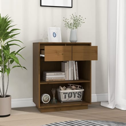vidaXL - Wandkast - 60x34x75 - cm - massief - grenenhout - honingbruin