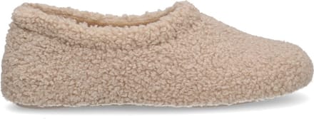 Manfield - Dames - Beige teddy pantoffels - Maat 42