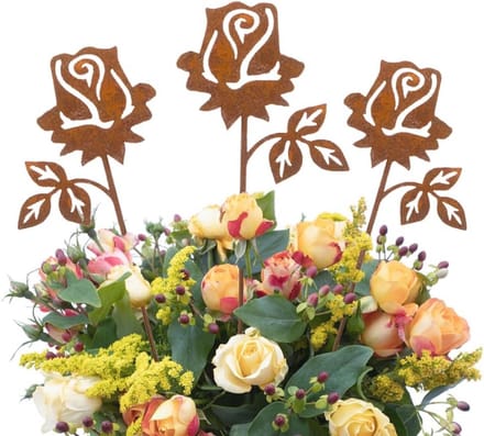 Set van 3 Rozen Roeststekers voor Tuindecoratie