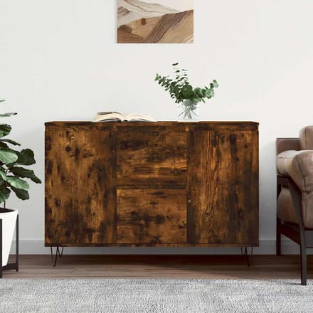 vidaXL - Dressoir - 101,5x35x70 - cm - bewerkt - hout - gerookt - eikenkleurig