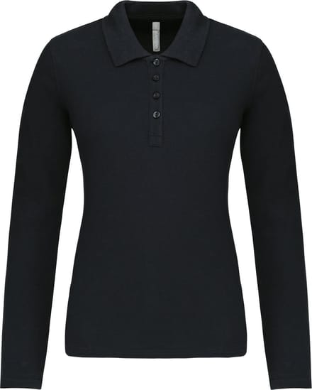 Kariban Piqué-damespolo lange mouwen K257 - Black - M