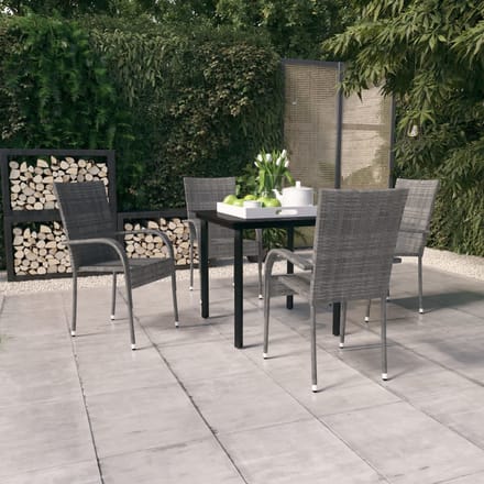 vidaXL - 5-delige - Tuinset - grijs - en - zwart