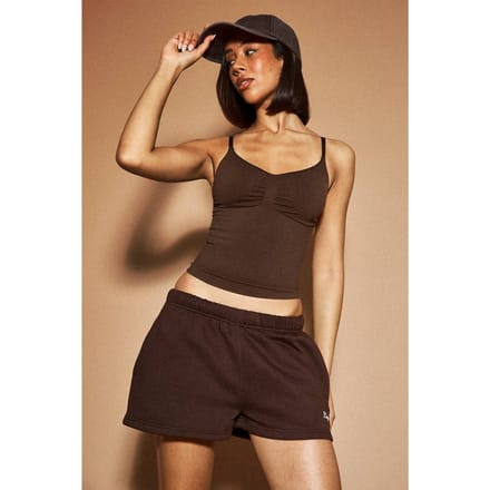 Dames Dsgn Studio Naadloze Gerimpelde Voorkant Vest Top | Dark Chocolate | Maat: Large