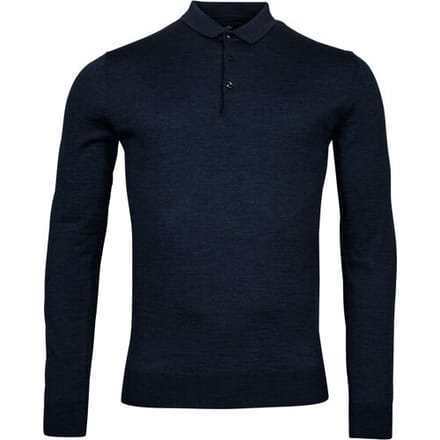 Baileys Trui Merino Pullover Polo Collar Buttons Single Knit Navy / male
