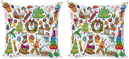ABAKUHAUS Kussenhoes 2x50x50 cm – Dubbelzijdig bedrukt – Microvezel – Multicolor