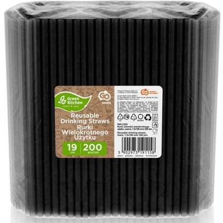 Pailles Plastiques Réutilisables Noires X200