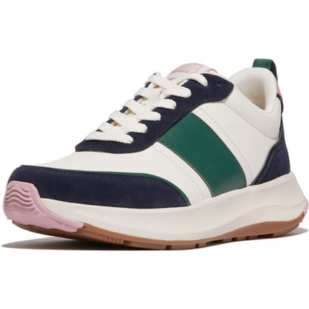FitFlop F-Mode Flow Sneaker - Leather & Suede Mix BLAUW - Maat 36