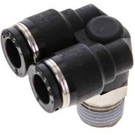 8mm x R1/4'' Y-koppeling Messing/PBT Insteekfitting Buitendraad Draaibaar NBR