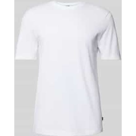 T-shirt met geribde ronde hals, model 'TIBURT'
