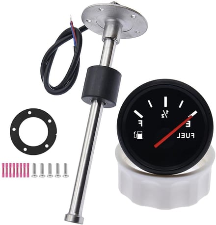 Brandstofniveaumeter met Sensor, 0-190 Ohm, Rood Achtergrondlicht en Waterniveau Sensor voor Auto, Boot en Camper (100MM)