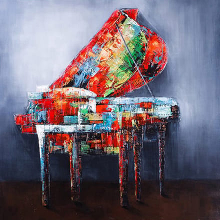 Allernieuwste.nl® Canvas Schilderij Moderne Graffiti Piano - Kunst aan je Muur - Abstract Graffiti - Kleur - 60 x 60 cm