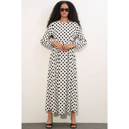Floral Crewlijf Maxi Brei Jurk met Strikdetail