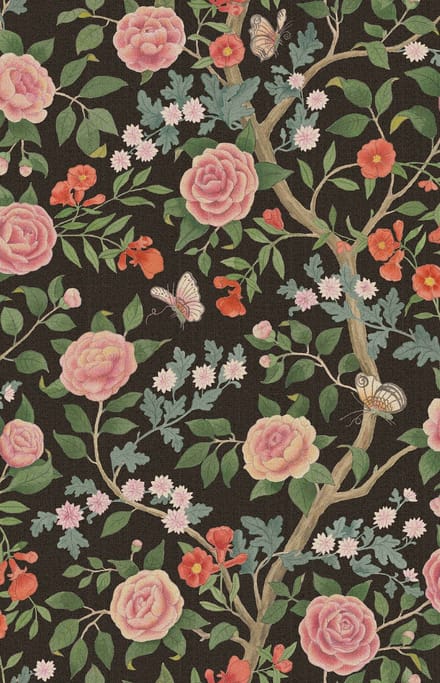 Boråstapeter Vliesbehang 5730 - Orangeri - Botanisch Zwart - 49cm x 10.05m