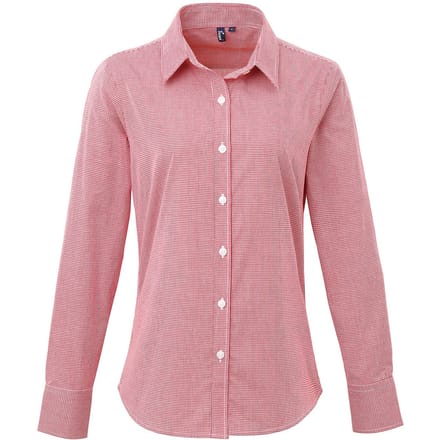 Premier Dames/Dames Gingham Shirt Met Lange Mouwen (Rood/Wit)