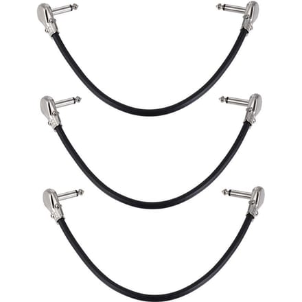 Ammoon Gitaareffectpedaal Instrument Patchkabel 1/4  Zilver Haakse Plug Zwart PVC 3 pack 30cm gray