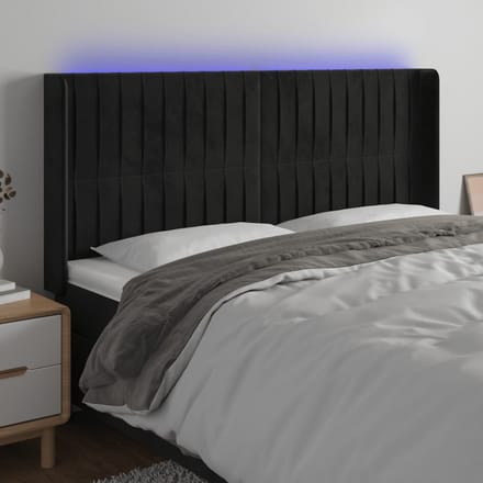 vidaXL - Hoofdbord - LED - 183x16x118/128 - cm - fluweel - zwart
