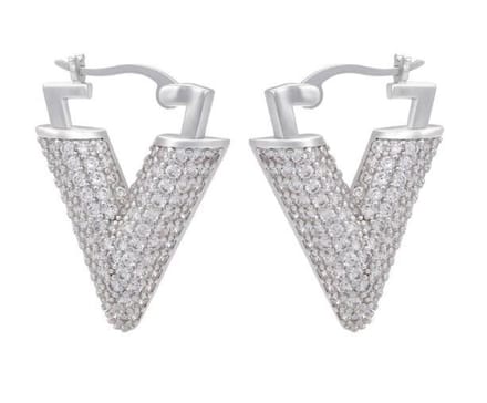 Jobo By JET - V earring - Diamond v earring - Silver - Zilverkleurig