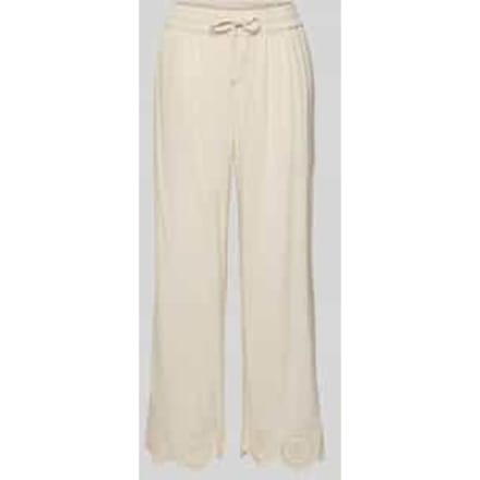Wide leg stoffen broek met broderie anglaise, model 'Linus'