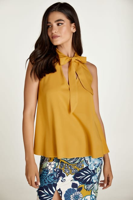 Mosterddetail mouwloze top