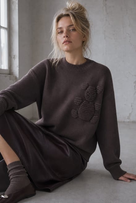 Viscose blend bear pullover 3040 | Brown - Brown / S