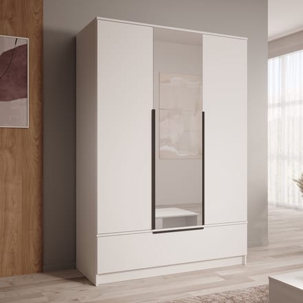 Meubella - Skyer - Kledingkast 3-deurs - Wit - 135x51x193 cm