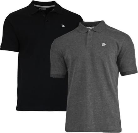 2-Pack Donnay - Polo (Noah) - Sportpolo - Heren - Charcoal/Black (1030) - maat L