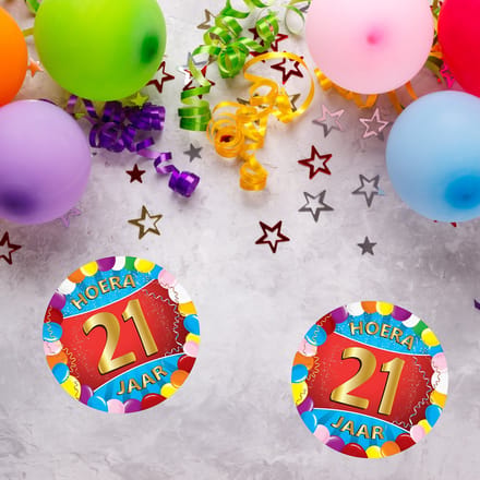 Bierviltjes 21 jaar - 50x stuks - multicolor - verjaardag/feest - feestartikelen