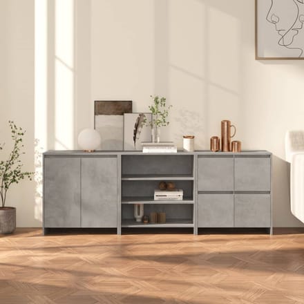 vidaXL - 3 - st - Dressoirs - bewerkt - hout - betongrijs