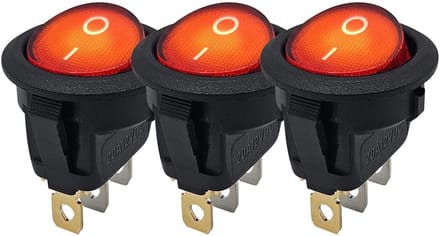 ProRide Wipschakelaar ON-OFF KCD2-12 - 3-pins - Rond - 12V/20A - Rood - 3 stuks