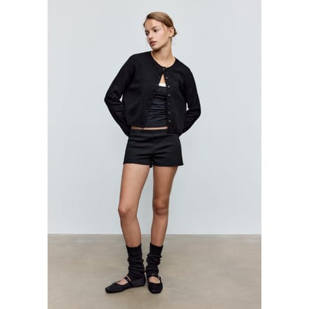 Stradivarius Soft touch tricot vest met knopen  Zwart M