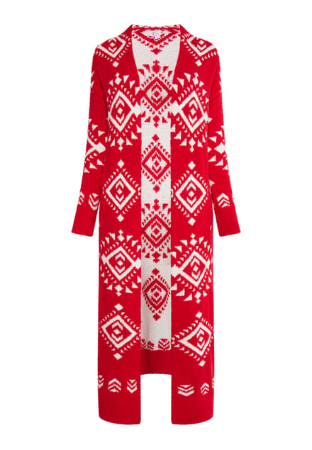 IZIA Longcardigan Dames rood wit
