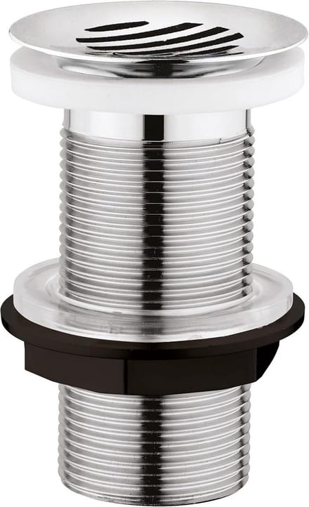 Afvoer voor wastafel met vrijloop zonder overloop, diameter 63 mm voor dikke werkbladen, verchroomd