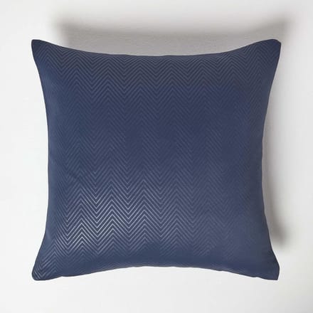 Homescapes Zig Zag Kussenhoes Donkerblauw 45 x 45 cm