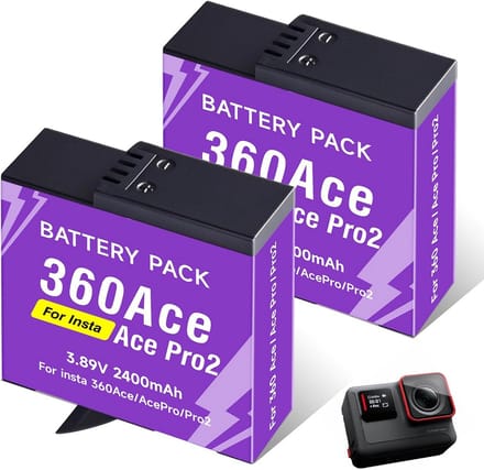 2-Pack 2400mAh Reservebatterijen voor Sportcamera, Oplaadbare Accuset Lange Levensduur