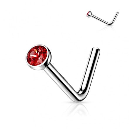 Neuspiercing L-bend titanium top 2 mm - rood - LMPiercings