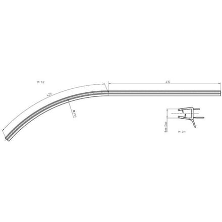 DUSCHOLUX replacement water deflector profile curved Round left 250353.01.007.000