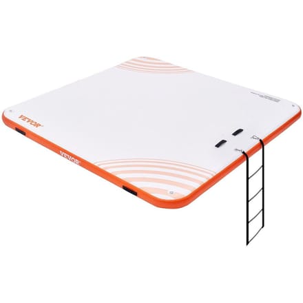 Opblaasbaar Drijvend Dok, 7 x 7FT Opblaasbaar Dok Platform, Antislip Water Drijvend Dok Mat met Draagbare Draagtas & Afneembare Ladder, Drijvend