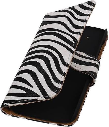 Zebra Bookstyle Wallet Case Hoesjes Geschikt voor HTC Desire 526 / Plus Wit