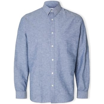 Overhemd Lange Mouw Selected Noos Slimnew-linen Shirt L/S - Medium Blue Denim