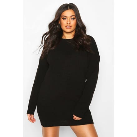 boohoo Dames Plus Ronde Hals Truitjurk | Black | Maat: 22