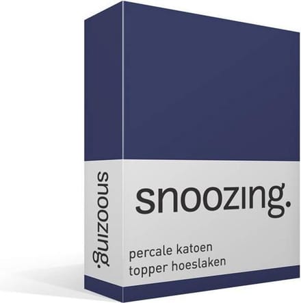 Snoozing - Topper - Hoeslaken  - Eenpersoons - 80x200 cm - Percale katoen - Navy