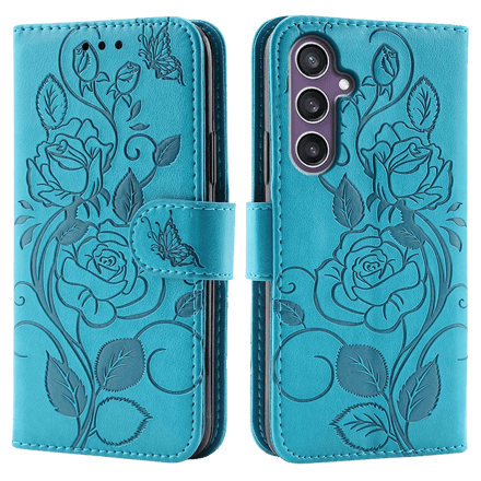 Comfycase Samsung Galaxy A27 Roses Bookcase Hoesje Blauw