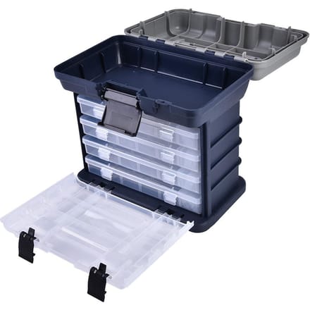 Multifunctionele 4-laags visvoer, kunstaas, visgerei, gereedschap, container, doos, koffer gray