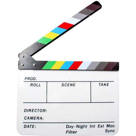 Clap en acrylique effaçable à sec pour réalisateur de film, ardoise 9,6 x 11,7  avec bâtons de couleur