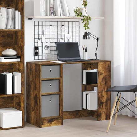 vidaXL - Bureau - Rook - Eiken - 100 - x - 40 - x - 75 - cm - Bewerkt - hout