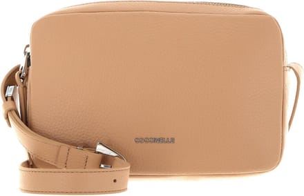 COCCINELLE Leren Schoudertas Gleen Handbag Grained Leather Toasted Beige