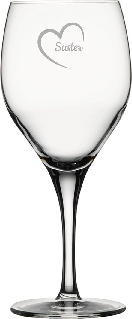 Gegraveerde Rode wijnglas 42,5cl Suster mei hert